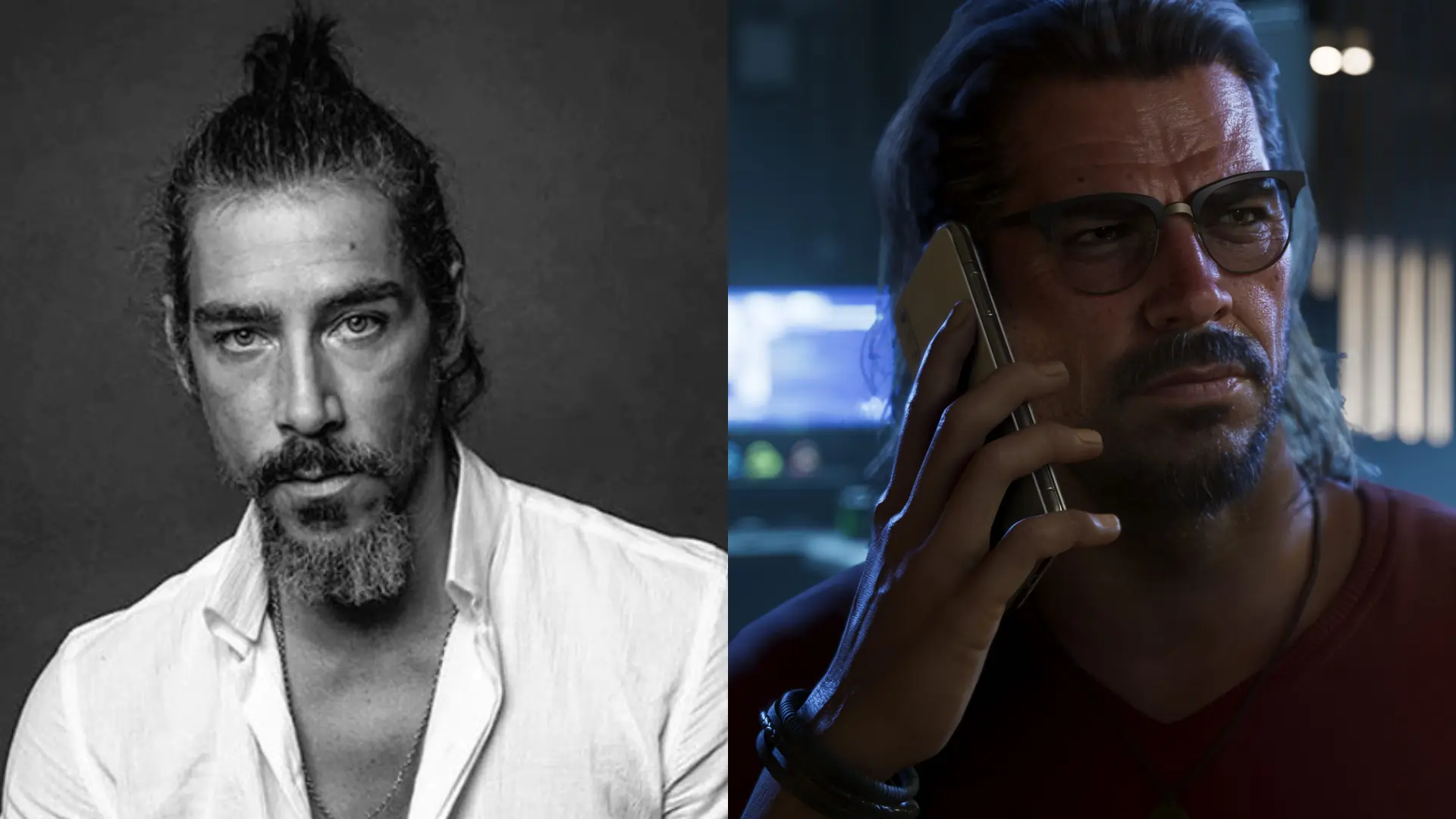 An image of the Spanish Actor Oscar Jaenada on the left, along with an image of Raul Bautista from GTA 6 on the right